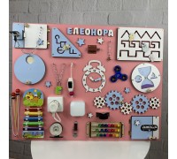 Duża, drewniana, różowa tablica edukacyjna w stylu Montessori dla dziewczynek, 65*50 cm, 20 elementów