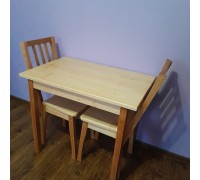 Комплект дерев'яної меблі стіл 90х60 + два стільці натуральне дерево Вільха Лаковані Комплект дерев'яної меблі стіл 90х60 + два стільці натуральне дерево Вільха Лаковані