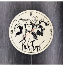 Безшумний настінний годинник з дерева «Pink Floyd»