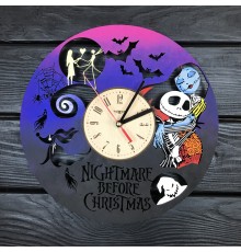 Годинники настінні кольорові з дерева «Nightmare before Christmas»