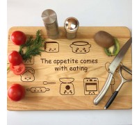 Wooden kitchen cutting board 45 x 30 cm with engraving.