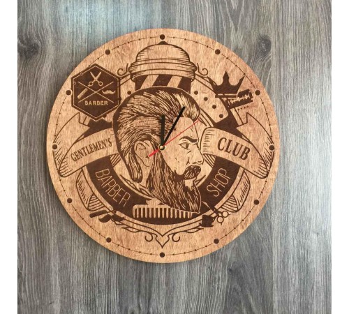 Годинник дерев'яний великий «Man Barber» Годинник дерев'яний великий «Man Barber»