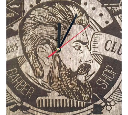 Годинник дерев'яний великий «Man Barber» Годинник дерев'яний великий «Man Barber»