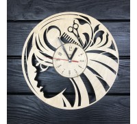 Stylish clock with trees in a beauty salon.