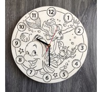 Бесшумные настенные часы в детскую «Русалочка Ариэль»