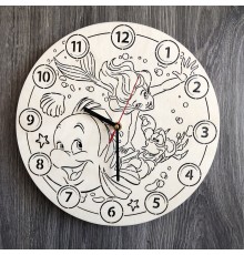 Бесшумные настенные часы в детскую «Русалочка Ариэль»