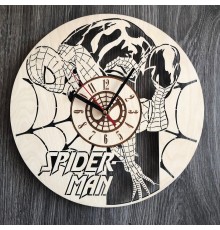Круглі безшумні настінні годинники із дерева «Spider-Man»