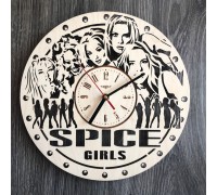 Безшумний настінний годинник з дерева «Spice Girls»
