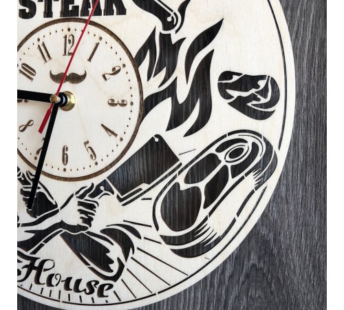 Тематичні настінні годинники з дерева «Steak House» Тематичні настінні годинники з дерева «Steak House»