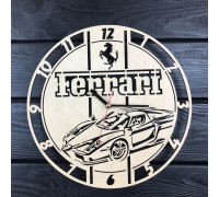 Round designer wooden Ferrari clock