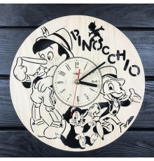 Бесшумные детские настенные часы из дерева «Пиноккио»