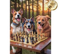 Classic Wooden Puzzle: Dogs Playing Chess XL