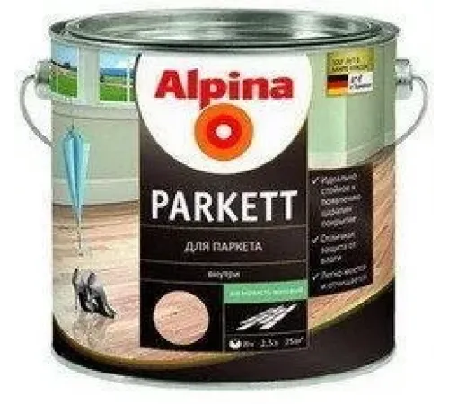 Parkettlack Alpina Parkett streifenlos glänzend 2,5 l