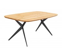 Oak table with Swiss edge and metal Charlotte legs