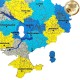 Патріотичний дерев'яний пазл Карта України жовто-блакитна XXL