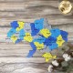 Патріотичний дерев'яний пазл Карта України жовто-блакитна XXL
