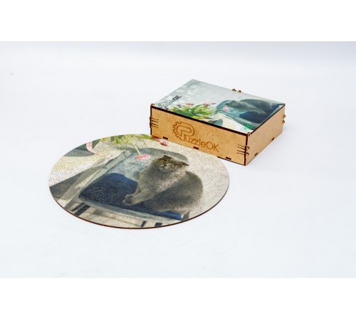 A personalized A3 wooden puzzle featuring your photo, design, logo, brand, or print (circle in wooden packaging)