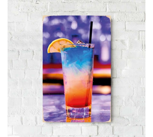 Деревянный Постер "Blue Orange Coctail" Деревянный Постер "Blue Orange Coctail"