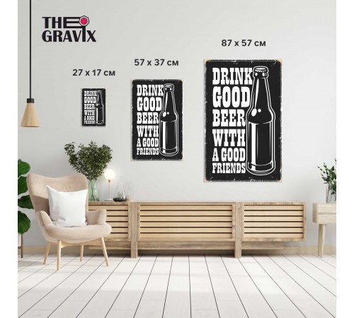 Дерев'яний Постер “Drink good beer with a good friends”