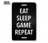 Дерев'яний Постер "EAT SLEEP GAME REPEAT"