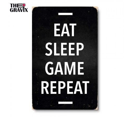 Деревянный Постер "EAT SLEEP GAME REPEAT"