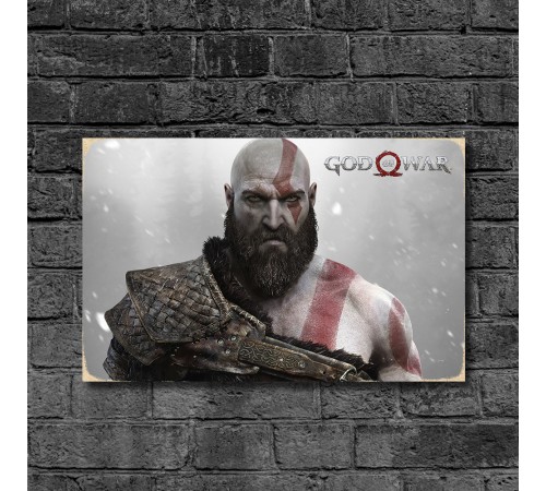 Деревянный постер "GOD OF WAR"