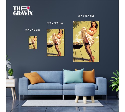 Деревянный Постер “Pin Up Девушка и Гриль” Деревянный Постер “Pin Up Девушка и Гриль”