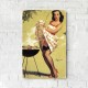 Деревянный Постер “Pin Up Девушка и Гриль”