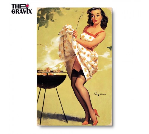 Деревянный Постер “Pin Up Девушка и Гриль” Деревянный Постер “Pin Up Девушка и Гриль”