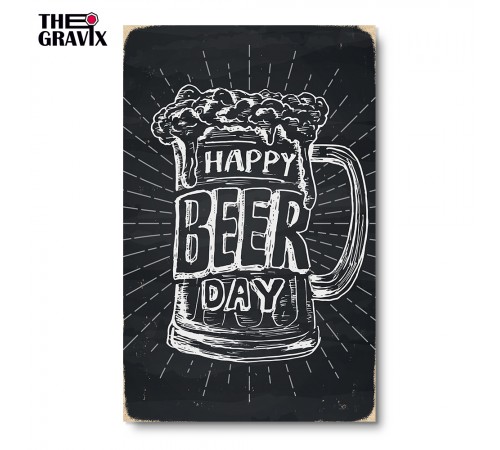 Деревянный постер "Happy Beer Day"