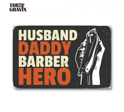 Дерев'яний Постер "Husband Daddy Barber Hero"