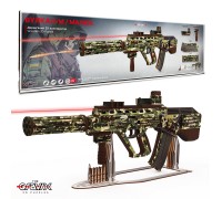 Drewniany konstruktor 3D 86 cm "Ukraiński karabin maszynowy dla dzieci w kamuflażu" ze stojakiem 715 szt. (04042)