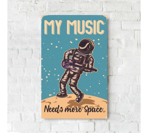 Деревянный Постер "My music need more space"