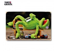 Holzposter „Betrunkener Frosch“