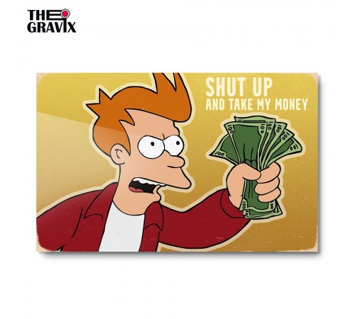 Деревянный Постер "Simpsons - Shut Up and Take My Money"