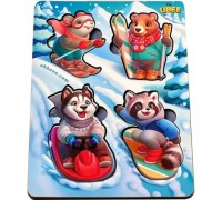 Holzeinlage mit Hintergrund „Spiele im Schnee“
