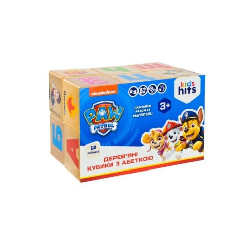 Деревянная игрушка KidsHits Paw Patrol Щенячий патруль, набор кубиков 12шт, размер 4 см, укр алф Деревянная игрушка KidsHits Paw Patrol Щенячий патруль, набор кубиков 12шт, размер 4 см, укр алф