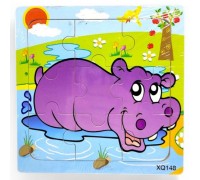 Miniaturowa ramka na puzzle Hipopotam, 15x15 cm