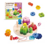 Magnetic fishing set, wooden (figures, fishing rod, fish, color and shape sorter)
