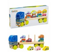 A tractor with cars (8 cars)