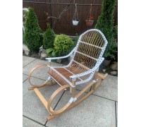 Rocking chair, beech, "Rattan", white with black inserts No. 1