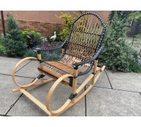 Beech armchair "Rattan", black with white inserts.