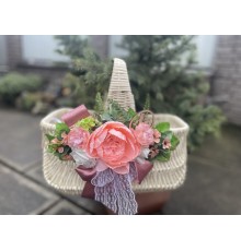 Корзина пасхальная отбеленная Голендер  с украшением 30*20*14