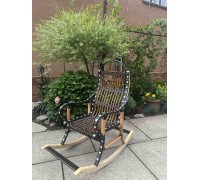 Wicker rocking chair "Dismountable" black with white inserts.