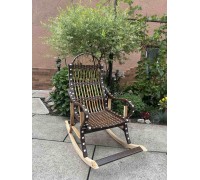 Wicker rocking chair "Collapsible" brown with white inserts.