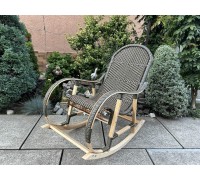 Кресло качалка буковая "Ротанг" с ротанговыми вставками