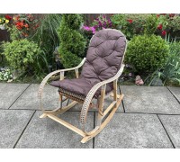 Кресло скалка буковая "Ротанг" с ротанговыми вставками и подушка водостойкая