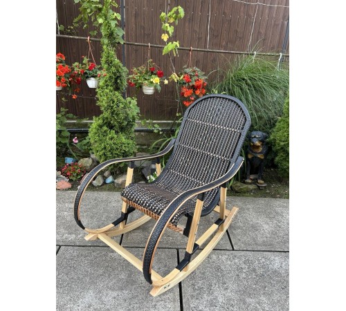 Кресло скалка буковая "Ротанг" с ротанговыми вставками