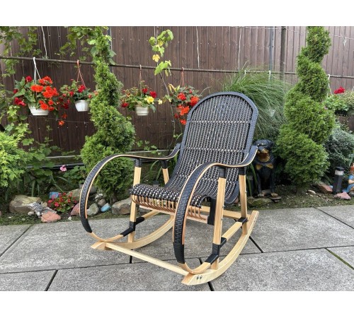 Кресло скалка буковая "Ротанг" с ротанговыми вставками