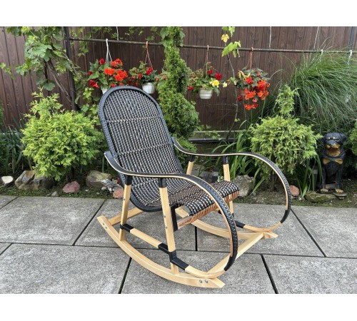 Кресло скалка буковая "Ротанг" с ротанговыми вставками